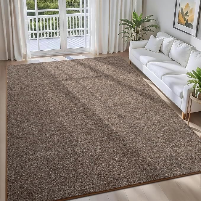5x7 Brown Area Rug | Washable Memory Foam, Low Pile Non Slip Indoor Carpet for Living Room Bedroom Office Classroom College Dorm Room Home Decor