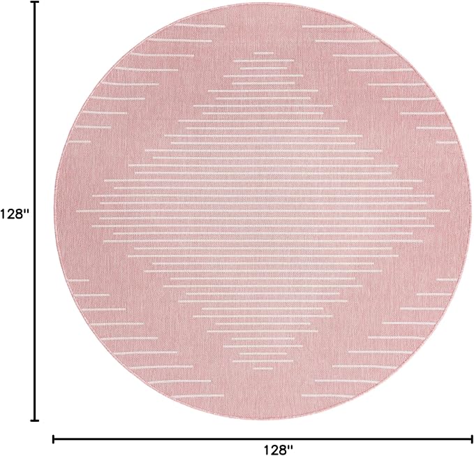 Unique Loom Outdoor Modern Collection Area Rug - Tambor (10' 8" Round Pink/Ivory)