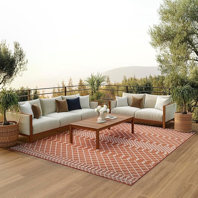 Nourison Home Positano Terracotta 12' x 15' Area Rug - Easy Clean, Non Shedding, Bed Room, Living Room, Dining Room, Kitchen (12' x 15')
