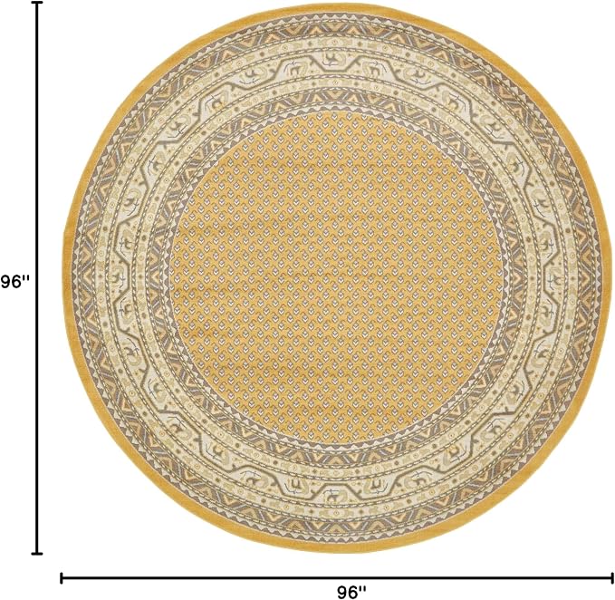 Unique Loom Williamsburg Collection Traditional Border with Dotted Center Area Rug, Round 8' 0" x 8' 0", Yellow/Beige
