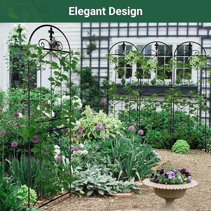 Metal Trellis Outdoor 70.8" x 19.5", Trellis for Climbing Plants Outdoor, Rustproof Metal Garden Trellis for Vine Cucumbers, Vegetables, Flower Support