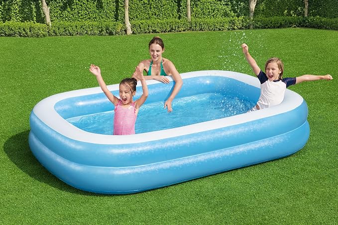 Bestway H2OGO! Blue Rectangular 8'6" Inflatable Family Pool | Perfect for Kids, Ages 6+