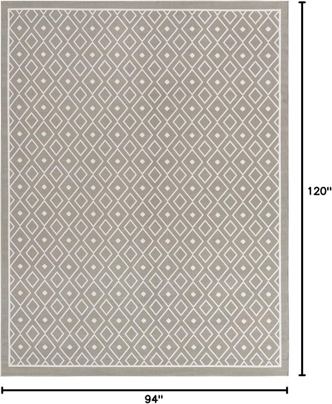 Unique Loom Outdoor Trellis Collection Area Rug - Kafes (7' 10" x 10' Rectangle, Gray/ Ivory)
