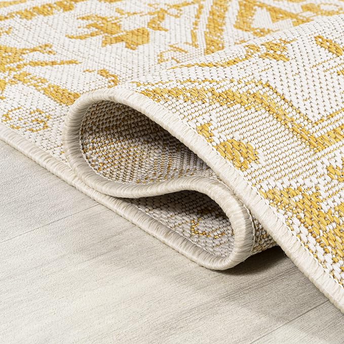 JONATHAN Y Boho Medallion Indoor Outdoor Area Rug 3X5 Cream/Yellow, Estrella Textured Weave for Backyard, Patio, Porch, Easy-Cleaning, High Traffic, Pet-Friendly, Non-Shedding (SMB105H-3)