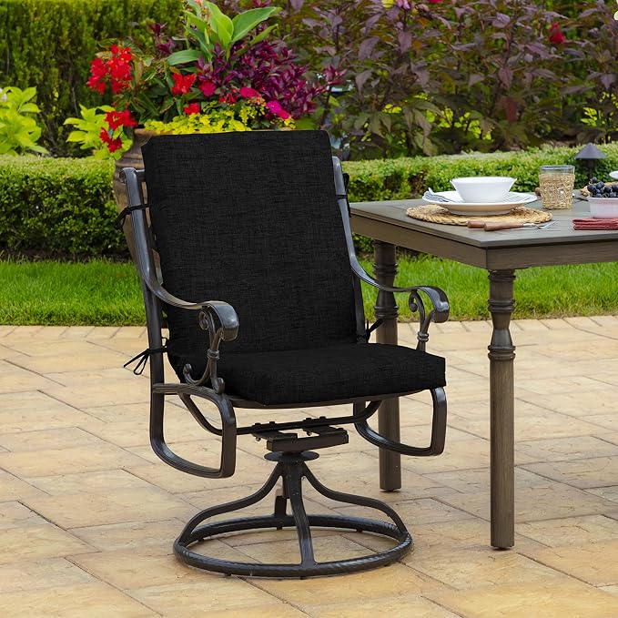 Arden 4-Pack Outdoor Patio Dining Chair Cushion, 20 x 44, Rain-Proof Seat Pad, Fade-Resistant Outdoor Cushion Black Leala