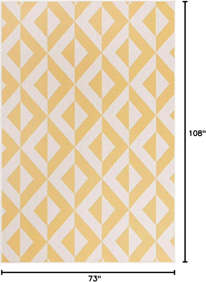 Unique Loom Jill Zarin Outdoor Collection Area Rug - Napa (6' 1'' x 9' Rectangle, Yellow/ Ivory)