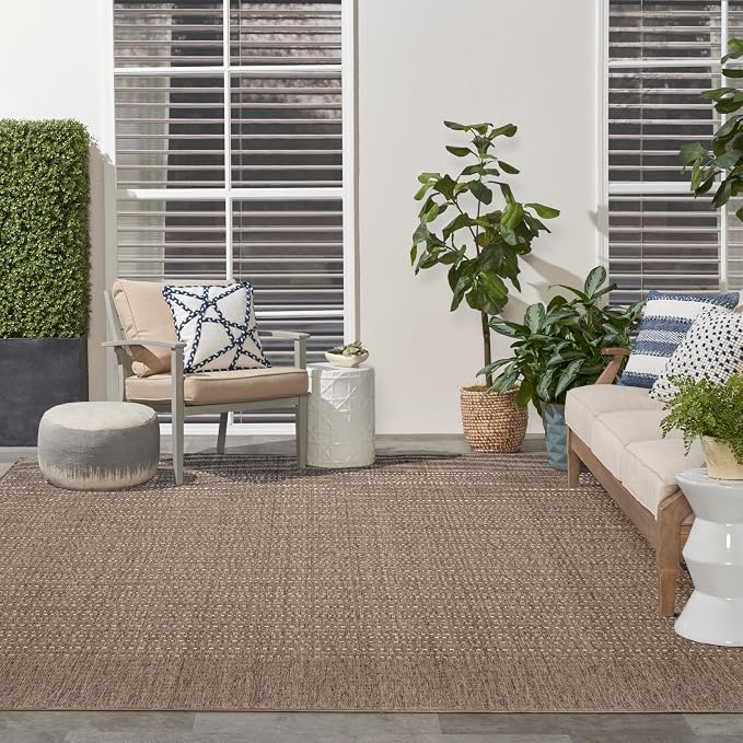 Nourison Home Tulum Brown 9' x 12' Area Rug - Easy Clean, Non Shedding, Bed Room, Living Room, Dining Room, Kitchen (9' x 12')