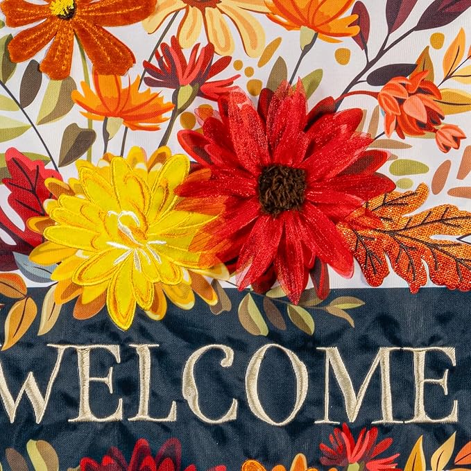 Evergreen Flag Fall Garden Flags Double Sided, Garden Flags for Outside Autumn Decorations for Home, Porch, Yard (Fall Floral, 12x18 inch)