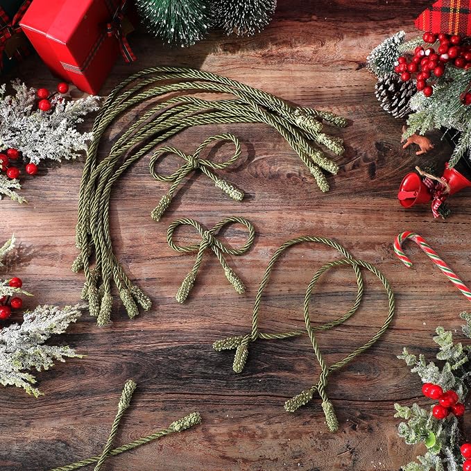 Zhengmy 16 Pcs 20 Inches Christmas Garland Ties Christmas Decorative Twist Ties for Banister Reusable and Flexible Twist for Xmas Home Decorations Holiday Craft Wrapping (Olive Green)