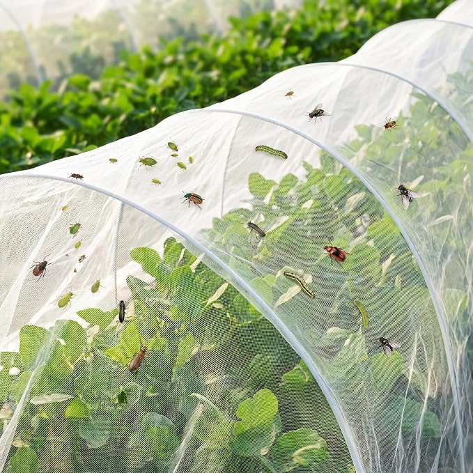Zonon 10 x 33ft Mosquito Netting Garden Insect Bug Mesh Netting Garden Patio Mesh Screen Net Fly Insect Bug Bird Net Barrier for Patio Balcony Porch Gazebo Vegetables Fruits Plant Protection(White)
