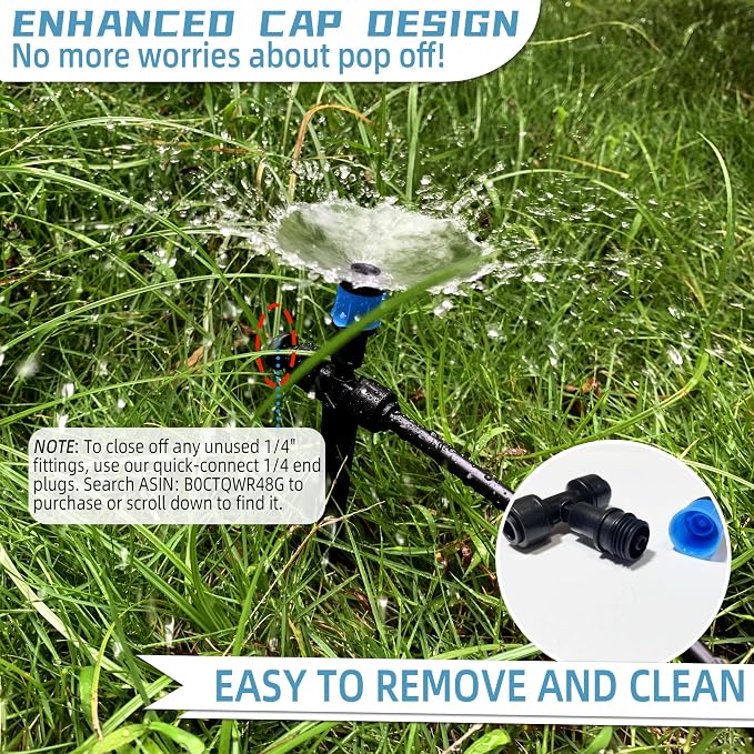 40PCS Push-to-Connect Drip Irrigation Emitters for 1/4 inch Irrigation Tubing, Two-Way Connection Adjustable Vortex Drip Emitters with Stake, Irrigation Dripper Sprinklers for Drip Irrigation System