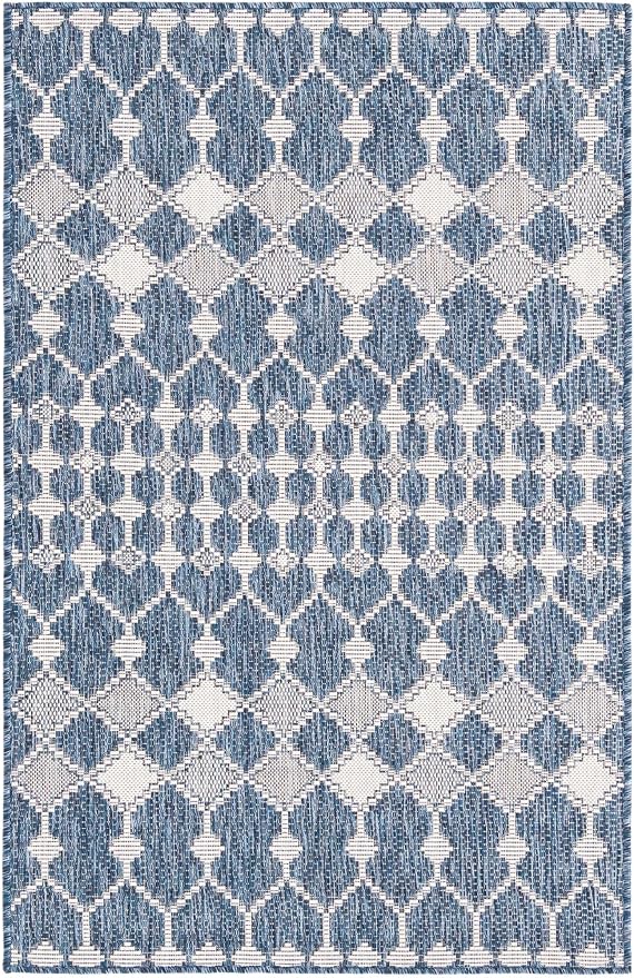 Unique Loom Outdoor Trellis Collection Area Rug - Traliccio (3' x 5' 3" Rectangle, Blue/ Ivory)