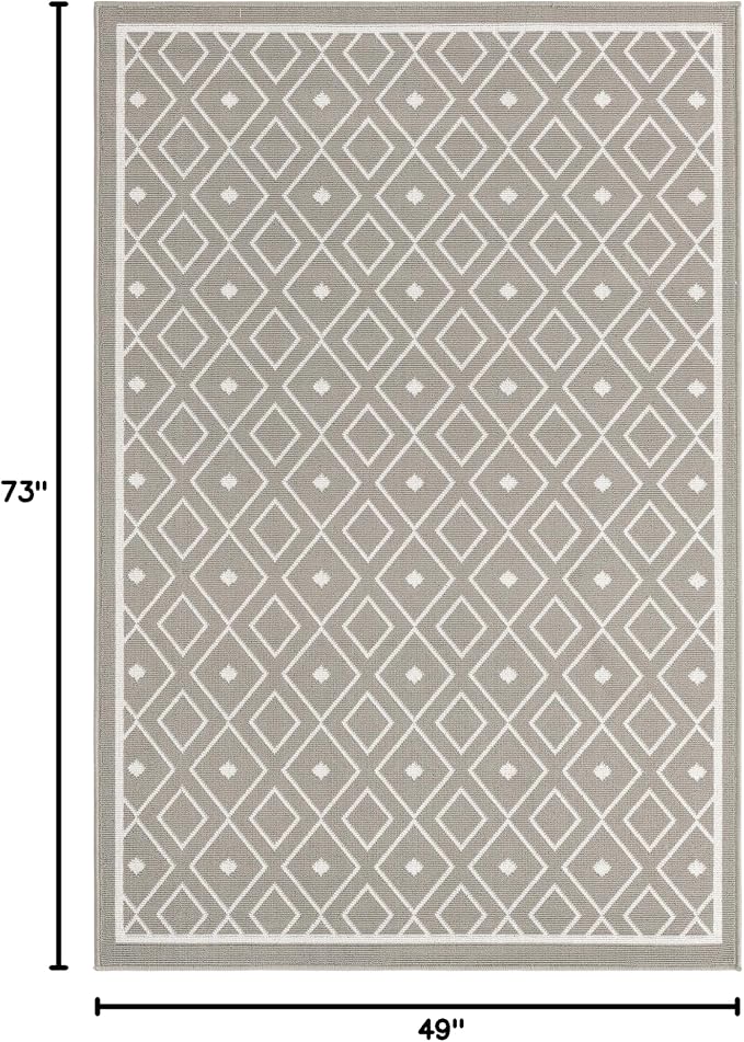 Unique Loom Outdoor Trellis Collection Area Rug - Kafes (4' 1" x 6' 1" Rectangle, Gray/ Ivory)