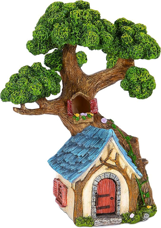 Mood Lab Fairy Garden Figurines - Tree House (8.5" H) - Miniature Decorative House - Outdoor & Indoor Garden Decor