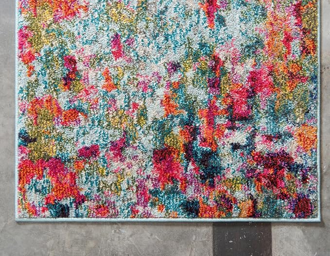 Unique Loom Chromatic Collection Area Rug - Champagne (2' 7" x 10' Runner, Multi/ Blue)