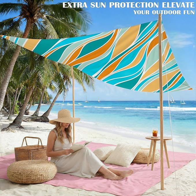 Famstar Beach Blanket Oversized Extra Large 78"X81"/10'X9',Waterproof Sandproof Beach Blanket 2-8 Adults Lightweight Durable for Travel Camping Hiking Picnic