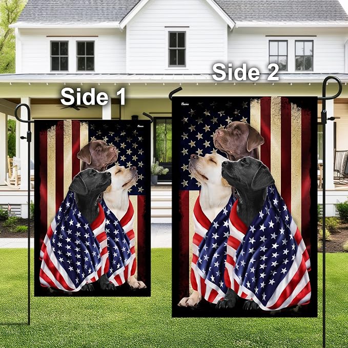 FLAGWIX 4th of July Decorations American Dog Garden Flag - Garden American Flags for Outside 11.5" x 17.5" - Dog Gifts for Men Women, Labrador Retriever Gifts for Outside Decorations for Yard