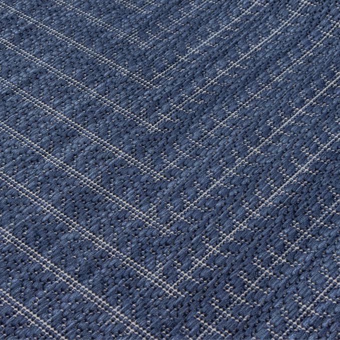Adiva Rugs Outdoor Indoor Area Rug, Weather Resistant, Easy to Clean, Stain Resistant Floor Mat for Dining Room, Backyard, Deck, Patio (Navy Weiss, 10' x 14')