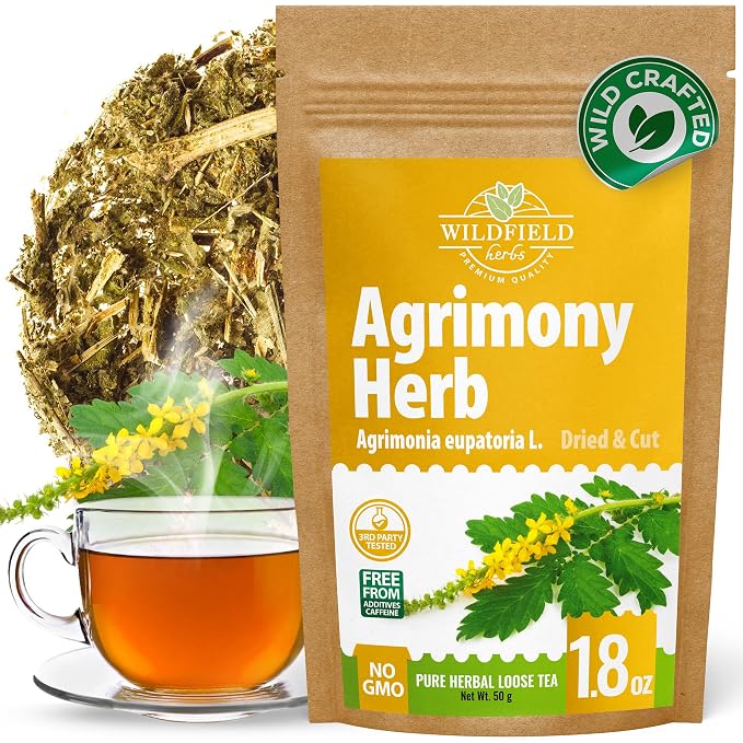 1.8 oz. Agrimony Herb Dried Cut Agrimony Flower Tea (Agrimonia Eupatoria L.) - Agrimonia Herbal Tea 50g (1.8 Oz)