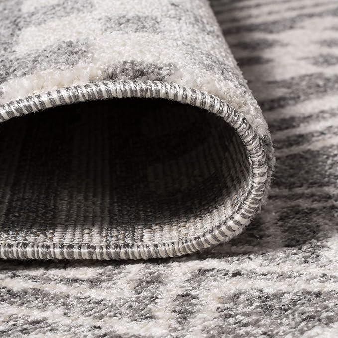 JONATHAN Y Imlil Tribal Stripe Light Gray/Cream Indoor Area Rug, 5x8, Geometric, Bohemian, Casual, Easy-Cleaning for Living Room, Bedroom, Kitchen, Pet Friendly, Non-Shedding (MOH303A-5)