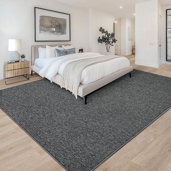 Chicrug Modern 4x6 Memory Foam Area Rugs for Bedroom Living Room | Low-pile Carpet Rug for Kids Playroom, Floor Rug for Bedside Dorm Dining Room Home, Dark Grey and White