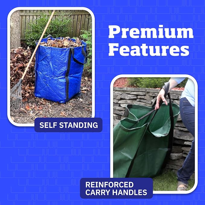 DURASACK Heavy Duty Home and Yard Bags, Red | 48-Gallon Reusable Self-Standing Lawn and Leaf Bags Garbage Can with Reinforced Handles