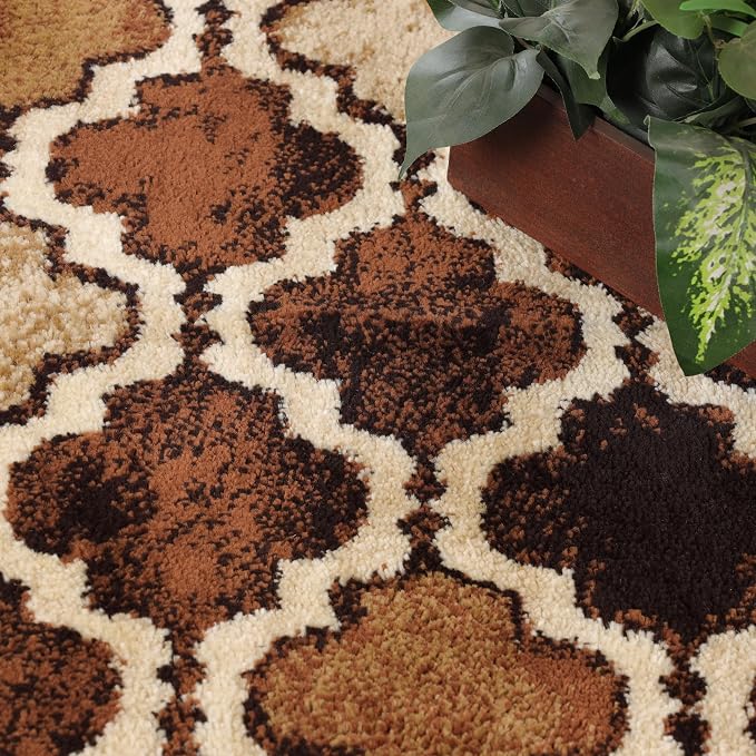 SUPERIOR Indoor Runner Rugs, Modern Area Rug, 2'7"x8', Coffee | Geometric Design Floor Décor, Easy Care High Traffic Areas Living Dining Room, Bedroom, Office, Entryway, Viking Collection
