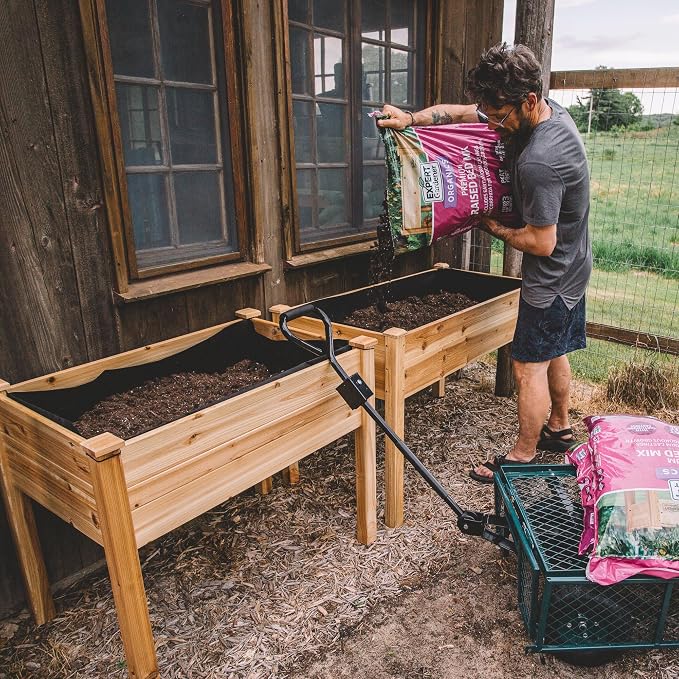 Backyard Expressions Wooden Raised Garden Bed | 48" x 24" x 30" Elevated Planter Box with Included Bed Liner | Outdoor Vegetable, Flower, and Herb Gardening