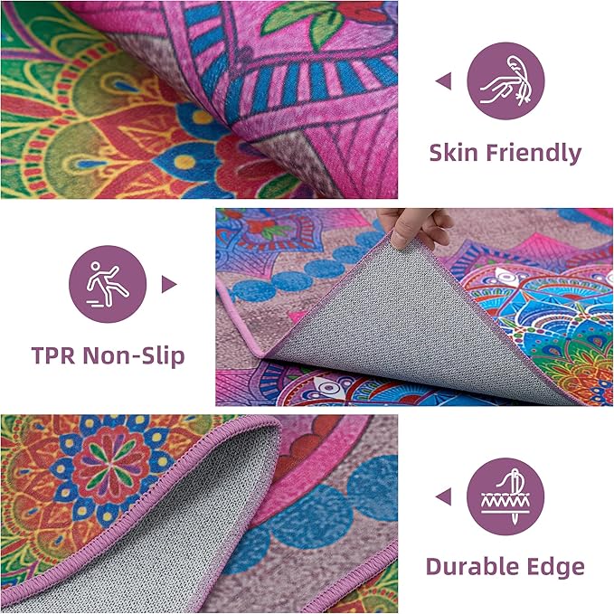 Arenarug Meditation Indoor Outdoor Rug 6x9 ft Mandala Pattern Rug Boho Style,Yoga Meditation Mat Picnic Rug for Patio Living Room Porch Garden Deck Backyard Easy to Clean Non Shedding Non-Slip
