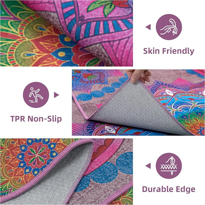 Arenarug Meditation Indoor Outdoor Rug 8x10 ft Mandala Pattern Rug Boho Style,Yoga Meditation Mat Picnic Rug for Patio Living Room Porch Garden Deck Backyard Easy to Clean Non Shedding Non-Slip