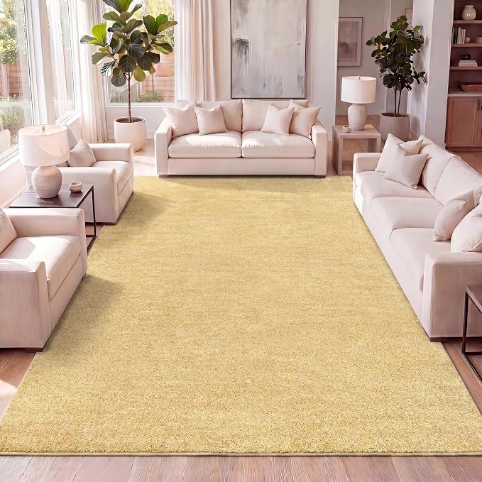 JONATHAN Y Haze Solid Low-Pile Mustard Indoor Area Rug 10x14, Coastal,Bohemian,Minimalist,Classic, Easy-Cleaning for Living Room,Bedroom,Kitchen,Pet Friendly,Non-Shedding (SEU100B-14)