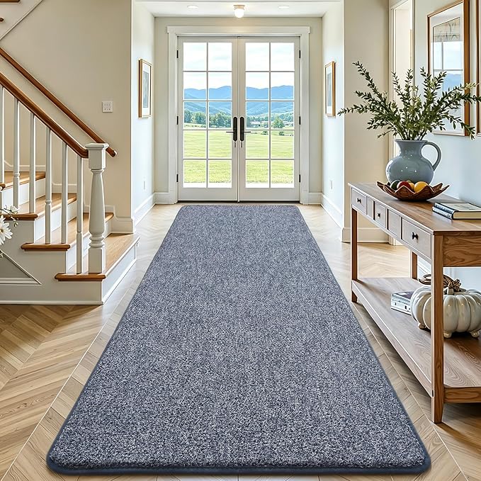 Keeko 2x8 Area Rugs for Living Room,Soft Washable Memory Foam Bedroom Rug | Indoor Throw Rug Low Pile Minimalist Non Slip Carpet for Kids Nursery Classroom Dorm Room Home Decor Blue and White