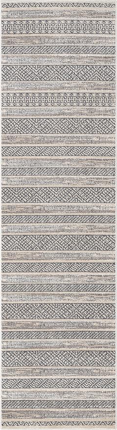 Well Woven Francesca Beige Tribal Geometric Distressed High-Lo Pile (2'7" x 9'10") Runner Rug