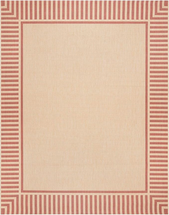 Gertmenian Indoor/Outdoor Flatweave Area Rug - 6x9 Medium, Stain & UV Resistant, Ideal for Deck, Patio, Poolside, Mudroom - Klano Striped Sand, Red, 25424