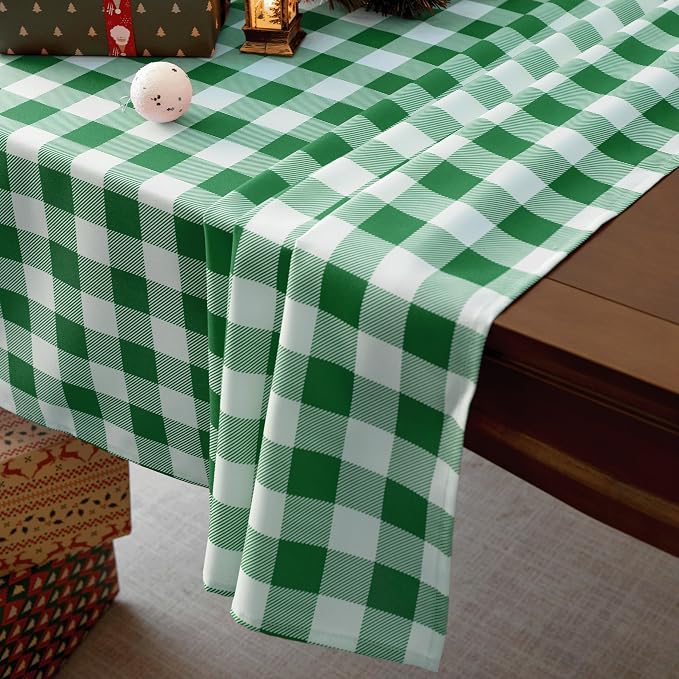 Waterproof Plaid Tablecloth Fabric - Square 25x25 Inch Classic Gingham Checker Buffalo Table Cover for BBQs, Parties
