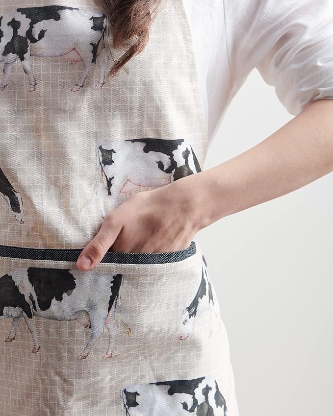 Maison d' Hermine Aprons for women with Pocket 100% Cotton (27.50"x31.50") | Adjustable Neck Strap & long ties Apron Men Chef Wedding Cooking Gardening Server Maid