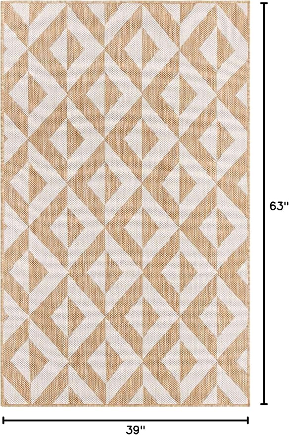 Unique Loom Outdoor Collection Area Rug - Napa (3' 3" x 5' 3" Rectangle, Beige/ Brown)