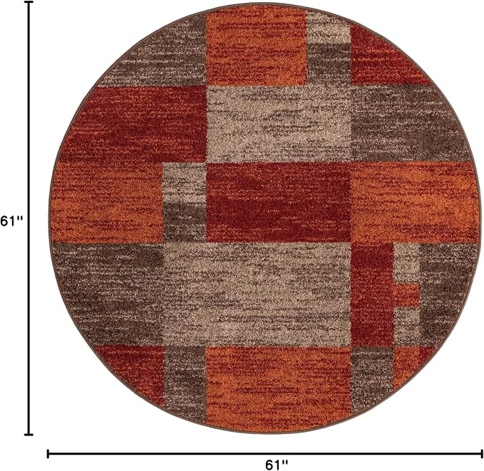 Unique Loom Autumn Collection Area Rug - Providence (5' 1" Round, Multi/ Beige)
