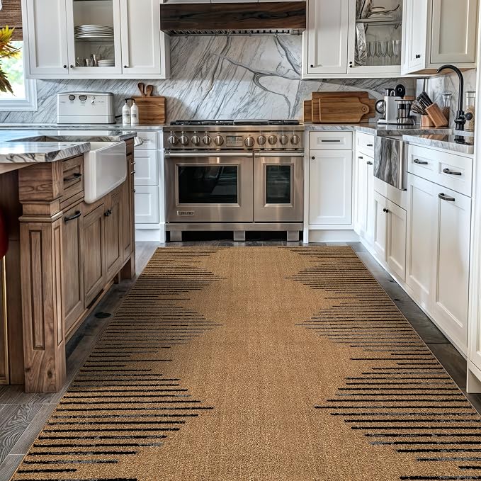 Rugshop Bohemian Stripe Stain Resistant Living Room Area Rug Jute 3'3" x 5' | High Traffic, Rectangular, Size 3'3" x 5', Bedroom, Dining Room, Home Office, Kitchen, Entryway, Hallway, Nursery, Kids Room