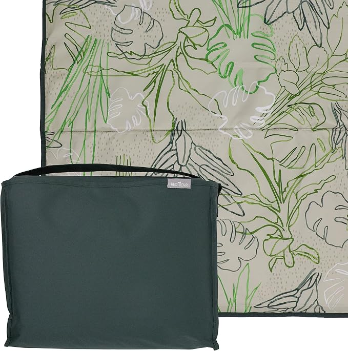 RED ROVR Large Indoor/Outdoor Adventure Blanket |for Parks, the Beach and Indoor activites |Compact with Shoulder Strap & Pocket (Rain Forest)