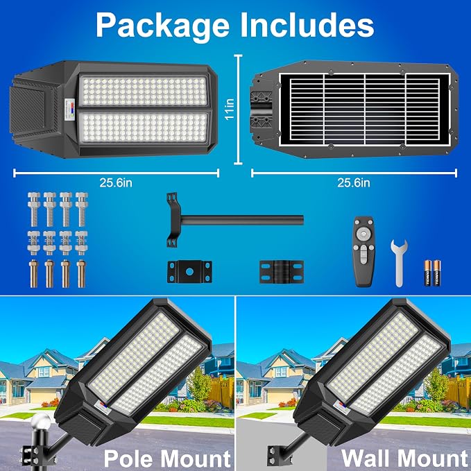 loyoele Ultra-Bright Solar Street Light with Motion Sensor,12000W Commercial Outdoor Solar Security Light, IP67 Waterproof, Dusk-to-Dawn LED Flood Light for Yard, Parking Lot, Driveway, Barn, Garden