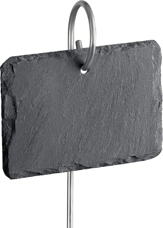 GardenMate 10-Pack Natural Style Slate Plant Labels (4" x 2 3/4") Hanging from a Stainless Steel Metal Rod (22")