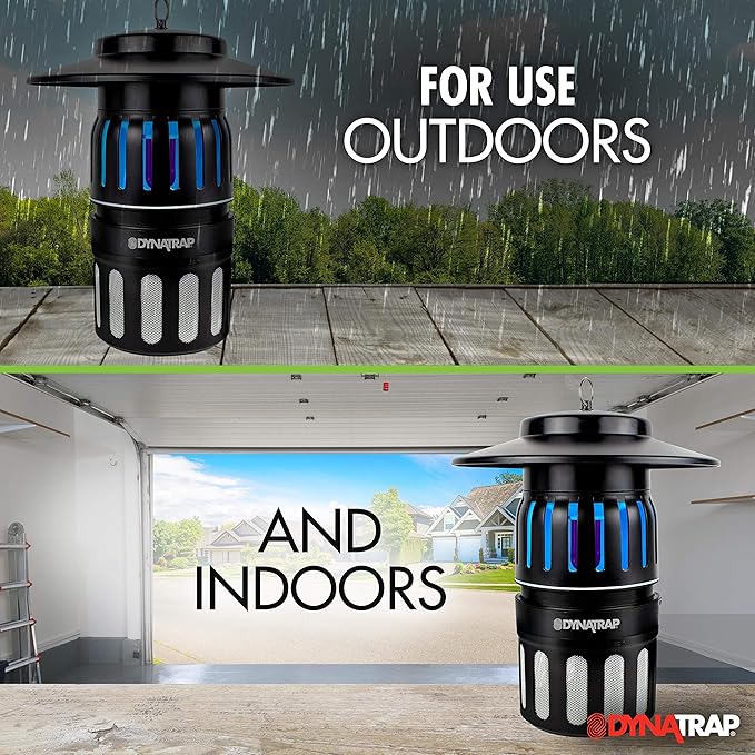 DynaTrap DT1050SR 1/2 Acre Mosquito & Flying Insect Trap – Kills Mosquitoes, Flies, Wasps, Gnats, & Other Flying Insects - Bug Zapper Alternative - Black