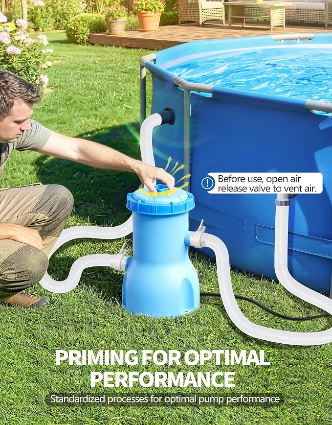 Standard Series Above Ground Pool Filter Pump - 800 GPH Flow Rate | Rapid Circulation & Micro-Debris Filtration, Pool Cartridge Filter Pump System - Keep Water Crystal Clean & Clear-Deep Blue