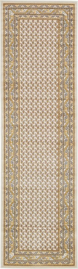 Unique Loom Williamsburg Collection Traditional Border with Dotted Center Area Rug, Runner 2' 9" x 9' 10", Beige/Yellow