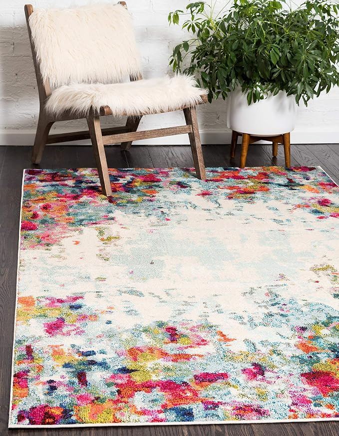 Unique Loom Chromatic Collection Area Rug - Joyous (4' 1" x 6' 1" Rectangle Multi/Blue)