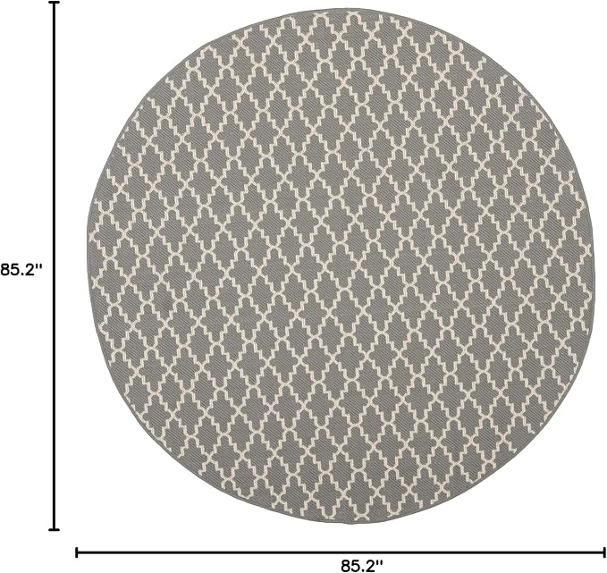SAFAVIEH Courtyard Collection 7'10" Round Anthracite/Beige CY6919 Trellis Indoor/ Outdoor Waterproof Easy-Cleaning Patio Backyard Mudroom Area-Rug