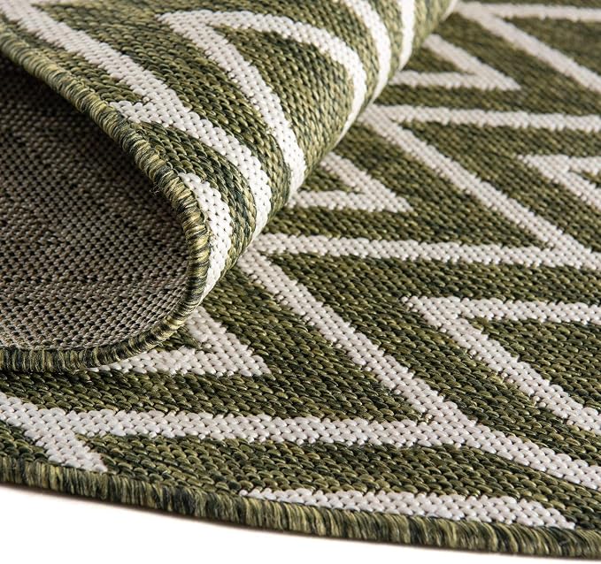 Jill Zarin Outdoor Collection Area Rug - Turks and Caicos (5' 3" x 8' Oval Green/Ivory)