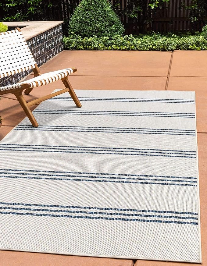 Unique Loom Outdoor Collection Area Rug - Anguilla (3' 3" x 5' 3" Rectangle, Ivory/ Blue)