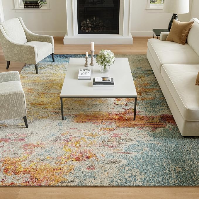 Nourison Home Celestial Sealife 10' x 14' Area Rug - Easy Clean, Non Shedding, Bed Room, Living Room, Dining Room, Kitchen (10' x 14')